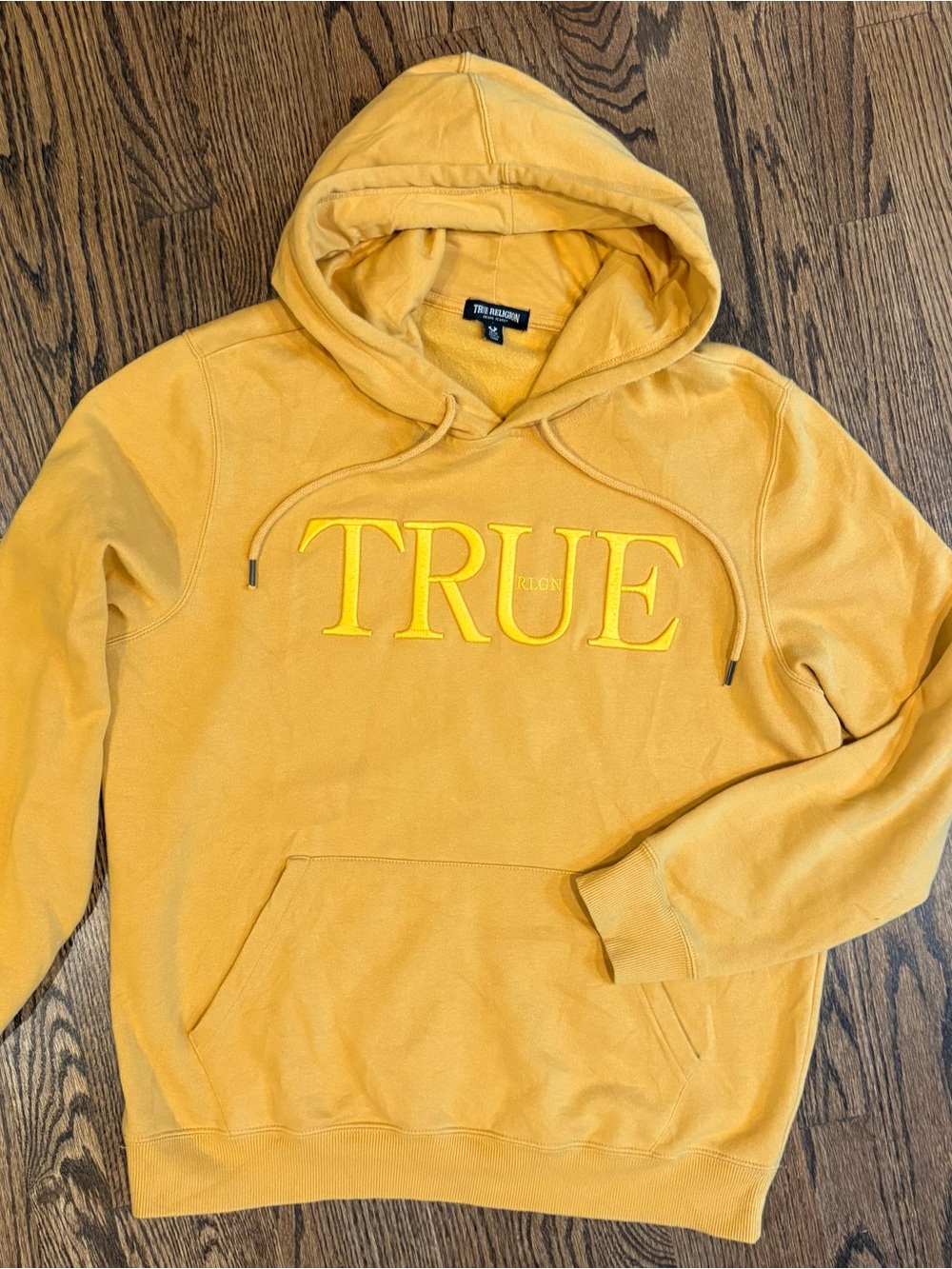 Gold True Religion Hoodie Sweatshirt Mens M Embroidered